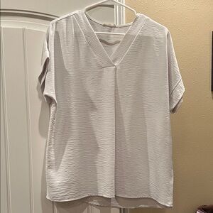 ODDY Elegant V-Neck Blouse in White